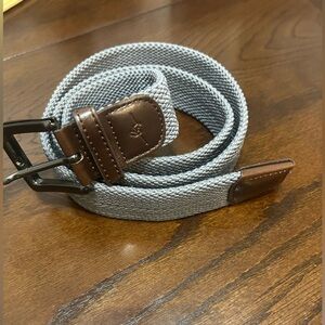 Boston Scott Golf Mens Belt Size 36 Brown Leather and Canvas Silver Tone Buckle